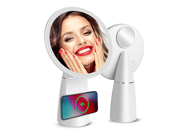 El mejor espejo de maquillaje iluminado con cargador inalámbrico y soporte para teléfono